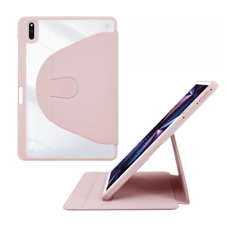 For Huawei MatePad 11 2021 Acrylic 360 Degree Rotation Holder Tablet Leather Case(Baby Pink) - Huawei by PMC TechLife | Online Shopping South Africa | PMC TechLife | Buy Now Pay Later Mobicred