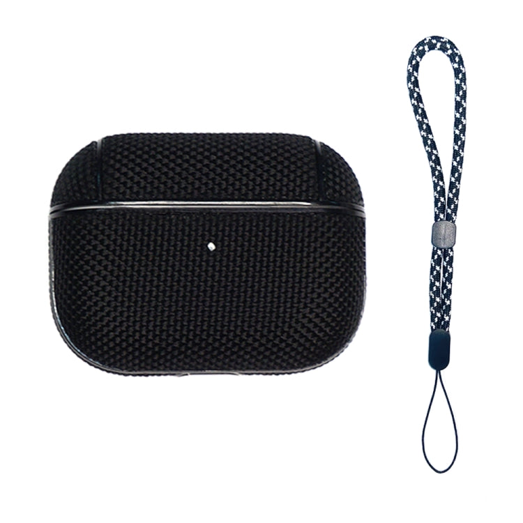 For AirPods Pro 2 Nylon Waterproof Wireless Earphone Case with Lanyard(Black) - For AirPods Pro 2 by PMC Jewellery | Online Shopping South Africa | PMC Jewellery | Buy Now Pay Later Mobicred