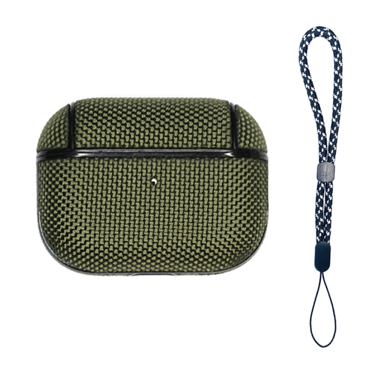 For AirPods Pro 2 Nylon Waterproof Wireless Earphone Case with Lanyard(Army Green) - For AirPods Pro 2 by PMC Jewellery | Online Shopping South Africa | PMC Jewellery | Buy Now Pay Later Mobicred