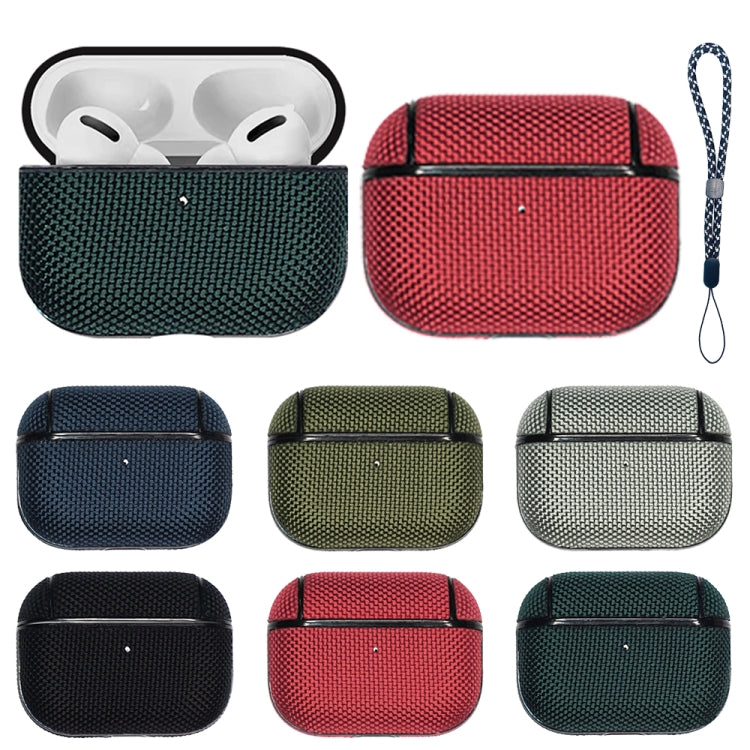 For AirPods Pro 2 Nylon Waterproof Wireless Earphone Case with Lanyard(Dark Green) - For AirPods Pro 2 by PMC Jewellery | Online Shopping South Africa | PMC Jewellery | Buy Now Pay Later Mobicred