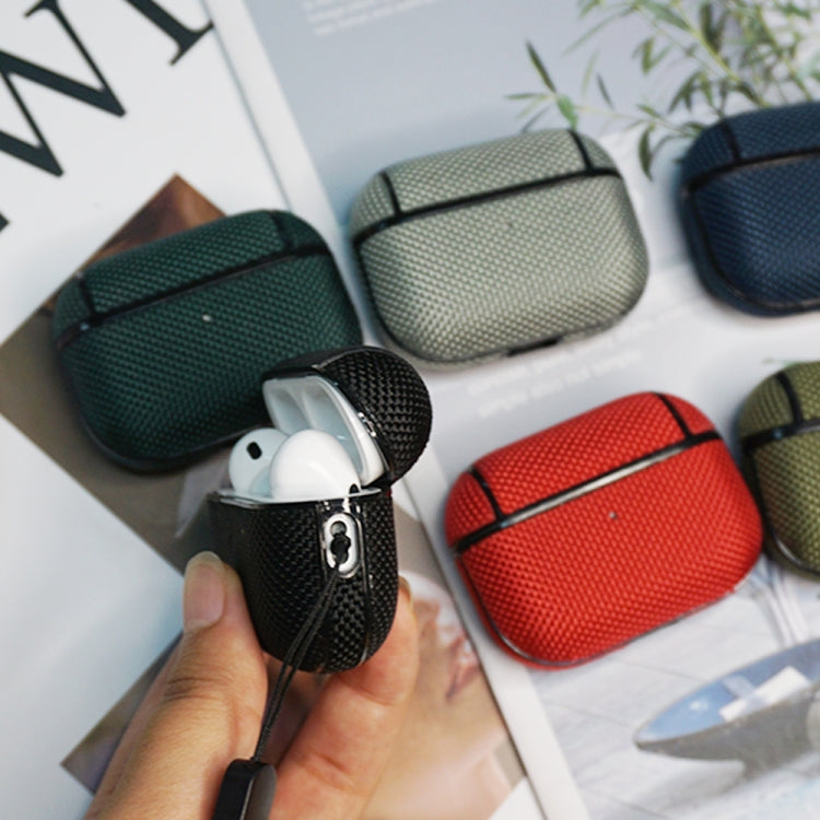 For AirPods Pro 2 Nylon Waterproof Wireless Earphone Case with Lanyard(Dark Green) - For AirPods Pro 2 by PMC Jewellery | Online Shopping South Africa | PMC Jewellery | Buy Now Pay Later Mobicred