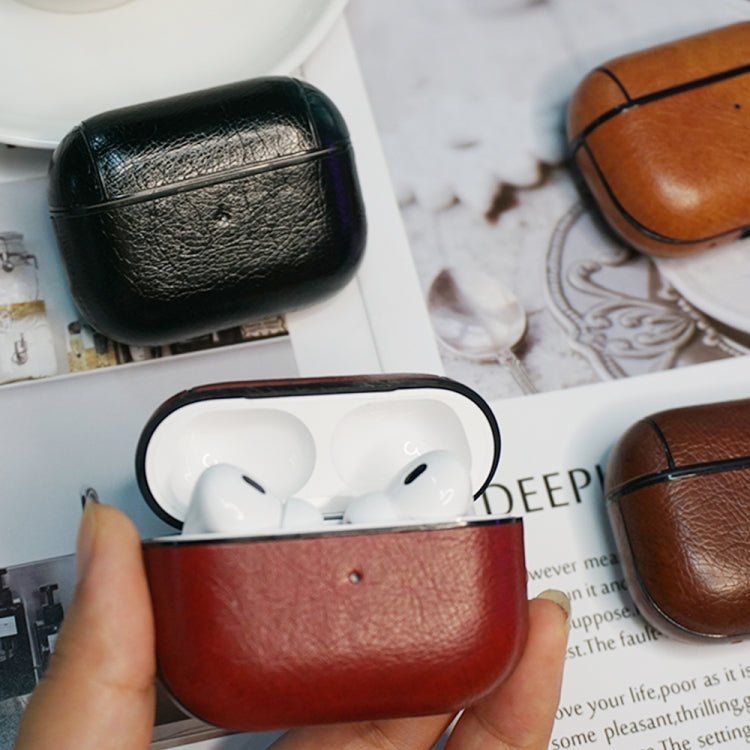 For AirPods Pro 2 Wireless Earphone Leather Shockproof Protective Case(Red) - For AirPods Pro 2 by PMC Jewellery | Online Shopping South Africa | PMC Jewellery | Buy Now Pay Later Mobicred