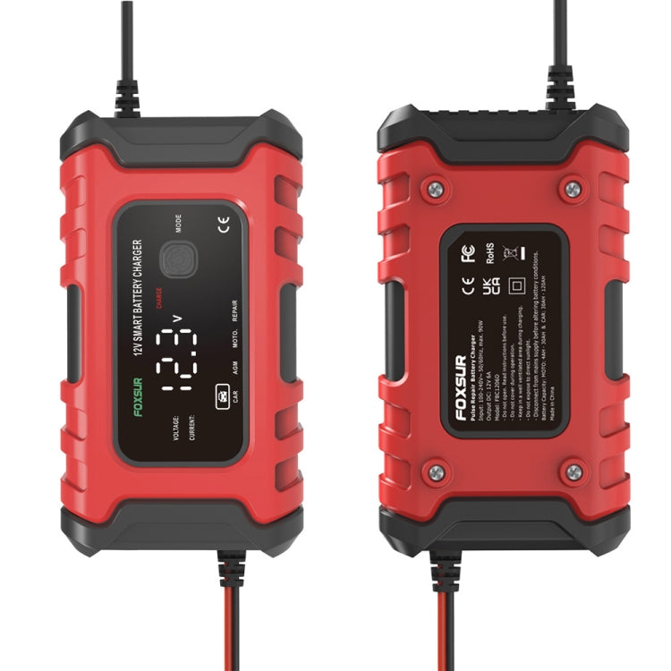 FOXSUR 6A 12V Motorcycle / Car Smart Battery Charger, Plug Type:US Plug(Red) - free shipping - PMC TechLife - Order now!