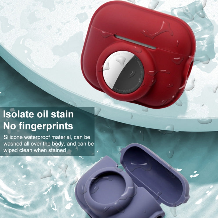 For AirPods Pro 2 / AirTag 2 in 1 Shockproof Full Coverage Silicone Protective Case(Wine Red) - For AirPods Pro 2 by PMC Jewellery | Online Shopping South Africa | PMC Jewellery | Buy Now Pay Later Mobicred