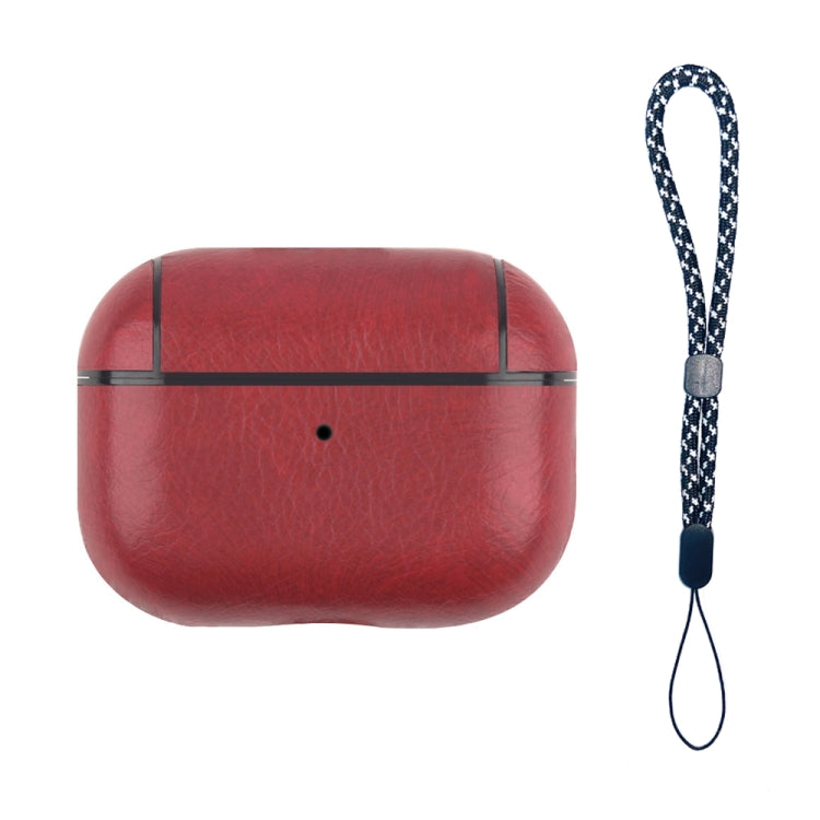 For AirPods Pro 2 Wireless Earphone Leather Shockproof Protective Case with Lanyard(Red) - For AirPods Pro 2 by PMC Jewellery | Online Shopping South Africa | PMC Jewellery | Buy Now Pay Later Mobicred