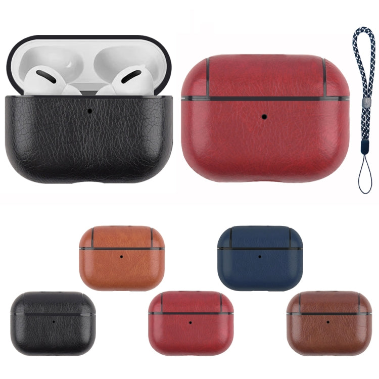 For AirPods Pro 2 Wireless Earphone Leather Shockproof Protective Case with Lanyard(Black) - For AirPods Pro 2 by PMC Jewellery | Online Shopping South Africa | PMC Jewellery | Buy Now Pay Later Mobicred