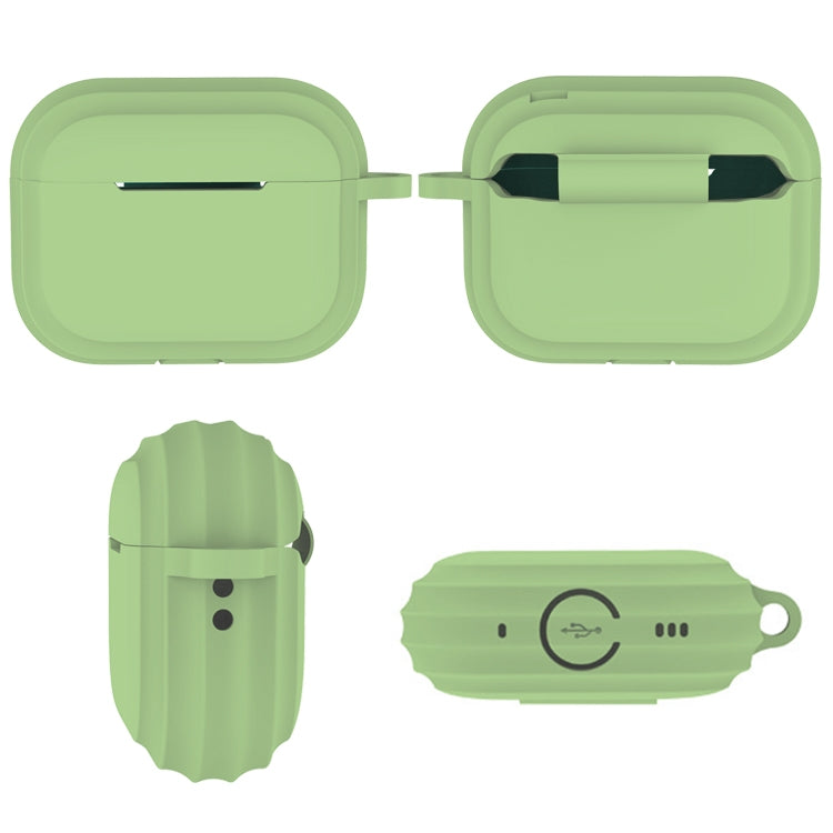 For AirPods Pro 2 Striped Shockproof Earphone Case(Grass Green) - For AirPods Pro 2 by PMC Jewellery | Online Shopping South Africa | PMC Jewellery | Buy Now Pay Later Mobicred
