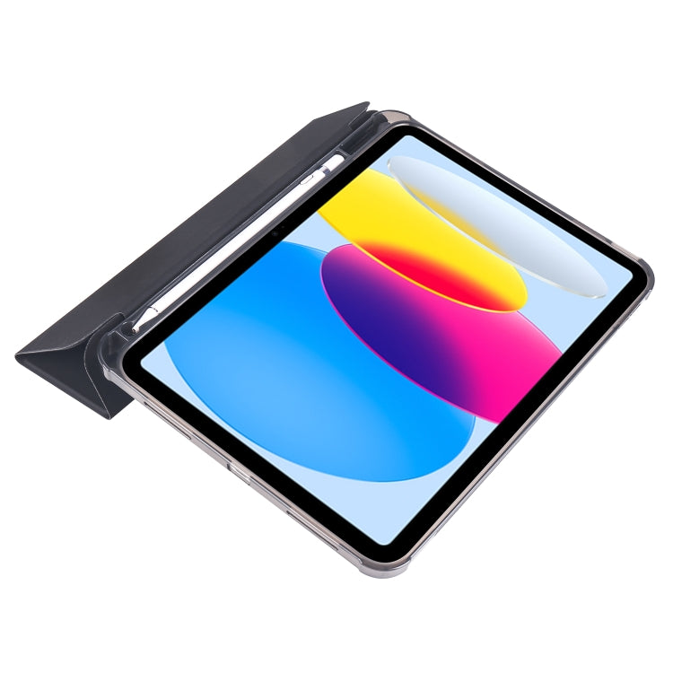 For iPad 10th Gen 10.9 2022 Four-corner Airbag Shockproof Three-fold Tablet Leather Case(Black) - iPad 10th Gen 10.9 Cases by PMC TechLife | Online Shopping South Africa | PMC TechLife