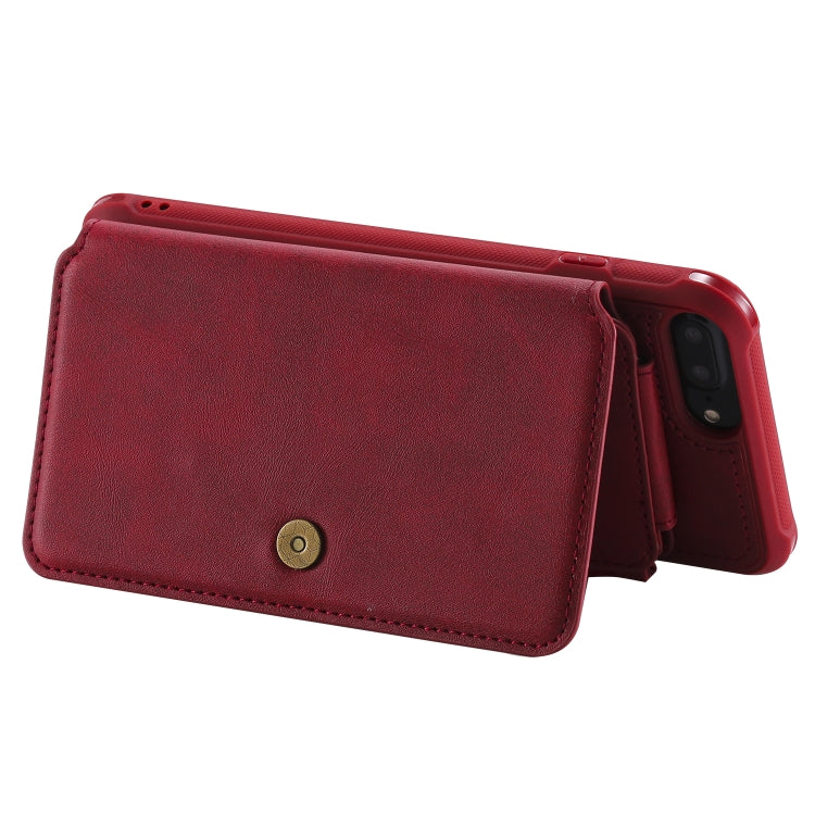 For iPhone 7 Plus / 8 Plus Zipper Shockproof Protective Case with Card Slots & Bracket & Photo Holder & Wallet Function(Red) - More iPhone Cases by PMC TechLife | Online Shopping South Africa | PMC TechLife