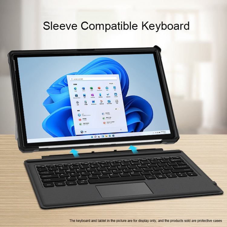 For Microsoft Surface Pro 8 Striped Hollow Tablet Case with Holder Cover(Black) - Others by PMC TechLife | Online Shopping South Africa | PMC TechLife | Buy Now Pay Later Mobicred