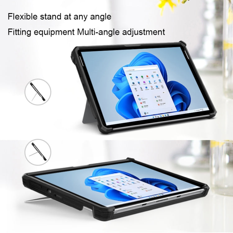 For Microsoft Surface Pro 9 Striped Hollow Tablet Case with Shoulder Strap(Black) - free shipping - PMC TechLife - Order now!