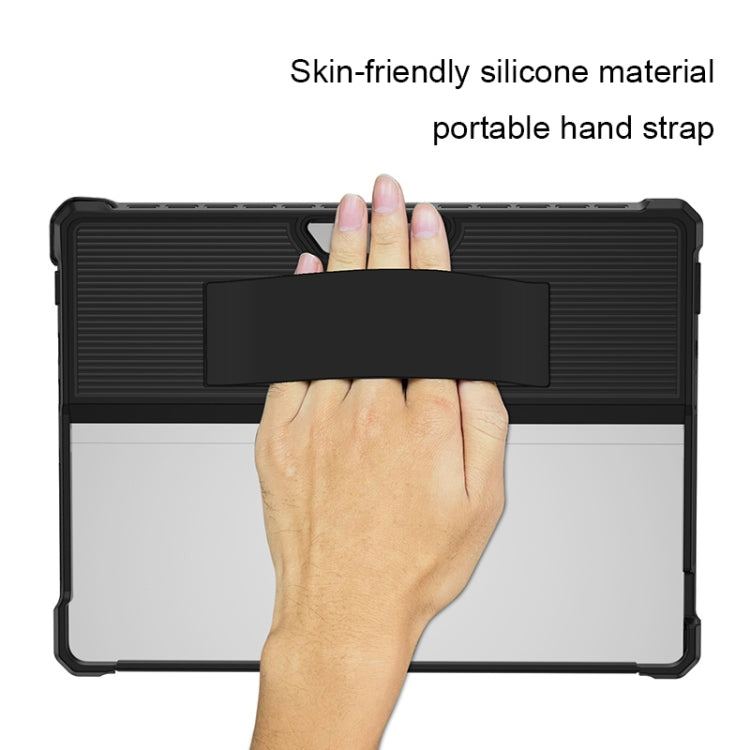 For Microsoft Surface Pro 9 Striped Hollow Tablet Case with Holder Cover and Shoulder Strap(Black) - Others by PMC TechLife | Online Shopping South Africa | PMC TechLife | Buy Now Pay Later Mobicred