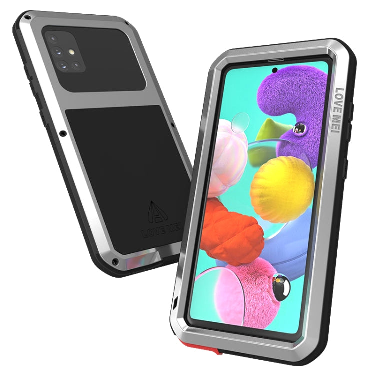 For Galaxy A51 LOVE MEI Metal Shockproof Waterproof Dustproof Protective Case(Silver) - Galaxy Phone Cases by LOVE MEI | Online Shopping South Africa | PMC TechLife | Buy Now Pay Later Mobicred
