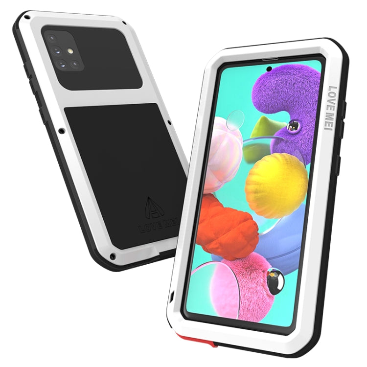 For Galaxy A51 LOVE MEI Metal Shockproof Waterproof Dustproof Protective Case(White) - free shipping - PMC TechLife - Order now!