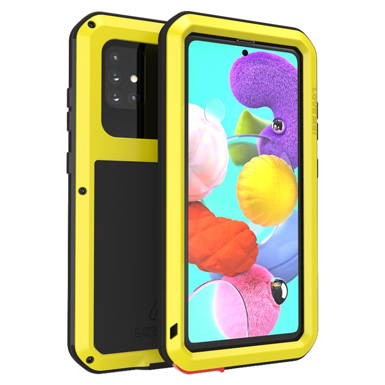 For Galaxy A51 LOVE MEI Metal Shockproof Waterproof Dustproof Protective Case(Yellow) - Galaxy Phone Cases by LOVE MEI | Online Shopping South Africa | PMC TechLife | Buy Now Pay Later Mobicred