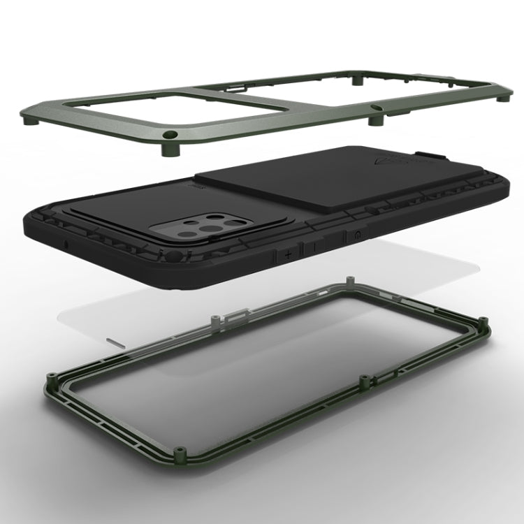 For Galaxy A51 LOVE MEI Metal Shockproof Waterproof Dustproof Protective Case(Army Green) - free shipping - PMC TechLife - Order now!