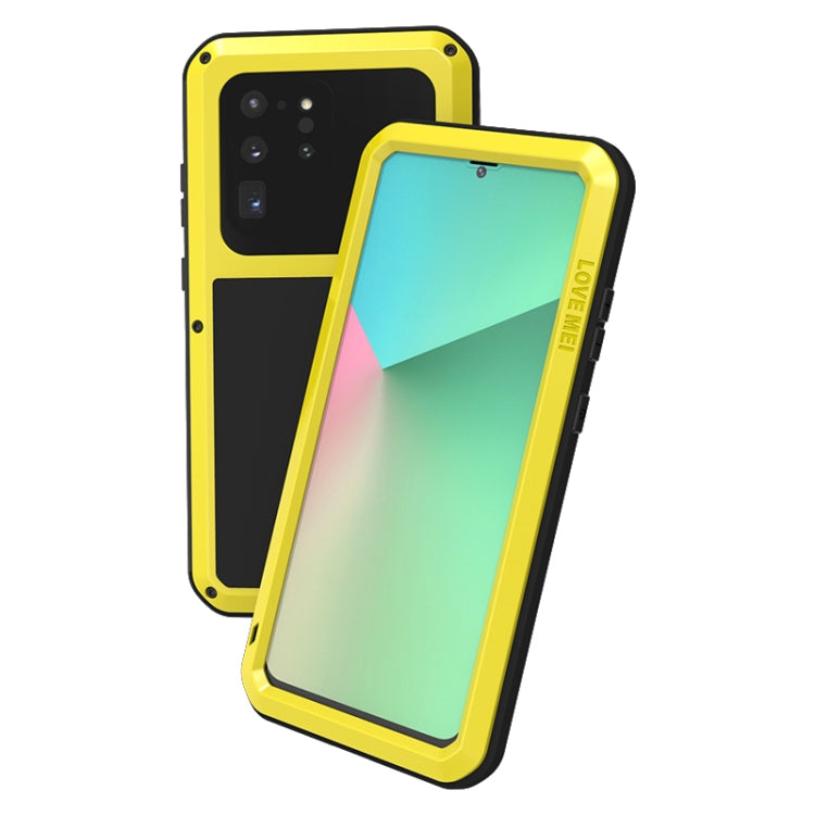 For Galaxy S20 Ultra LOVE MEI Metal Shockproof Waterproof Dustproof Protective Case(Yellow) - free shipping - PMC TechLife - Order now!