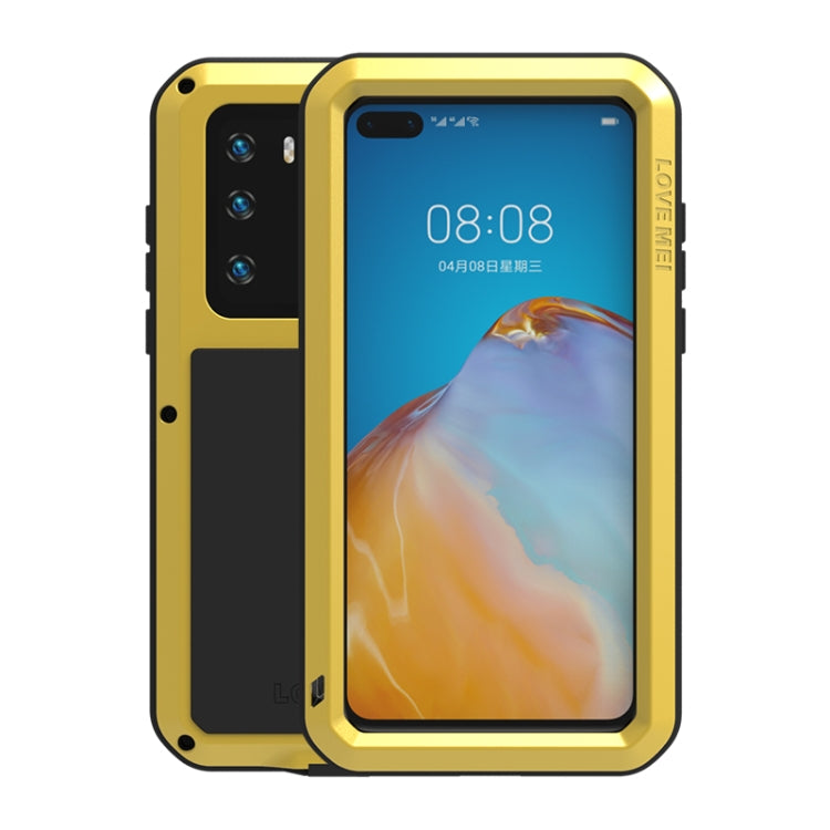 For Huawei P40 LOVE MEI Metal Shockproof Waterproof Dustproof Protective Case(Yellow) - Huawei Cases by LOVE MEI | Online Shopping South Africa | PMC TechLife | Buy Now Pay Later Mobicred