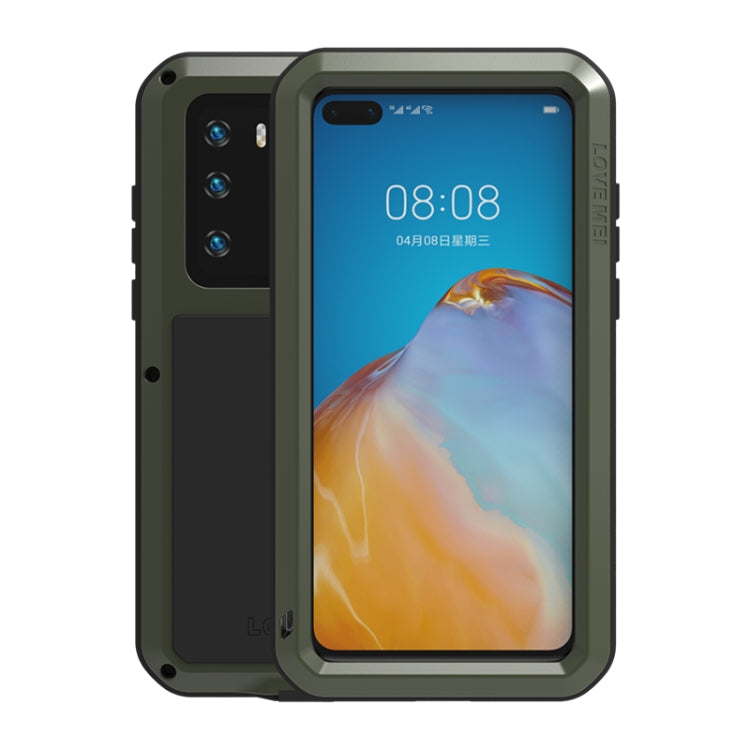 For Huawei P40 LOVE MEI Metal Shockproof Waterproof Dustproof Protective Case(Army Green) - Huawei Cases by LOVE MEI | Online Shopping South Africa | PMC TechLife | Buy Now Pay Later Mobicred