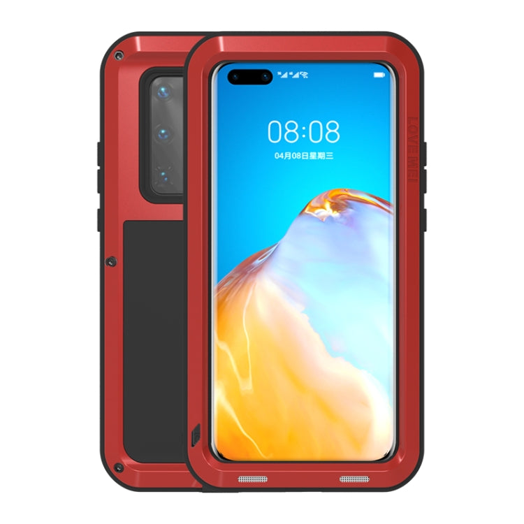 For Huawei P40 Pro LOVE MEI Metal Shockproof Waterproof Dustproof Protective Case(Red) - free shipping - PMC TechLife - Order now!