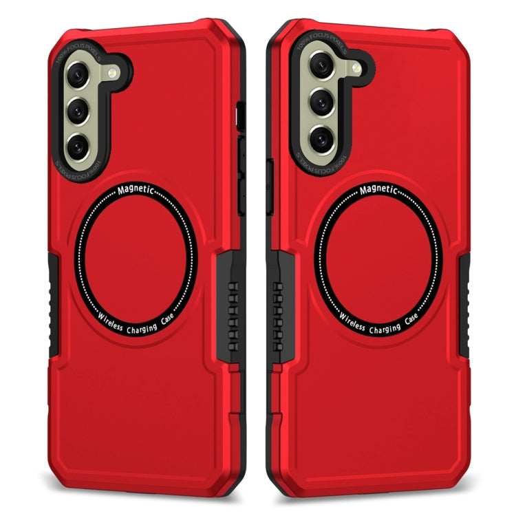 For Samsung Galaxy S21 FE 5G MagSafe Shockproof Armor Phone Case(Red) - Galaxy Phone Cases by PMC TechLife | Online Shopping South Africa | PMC TechLife