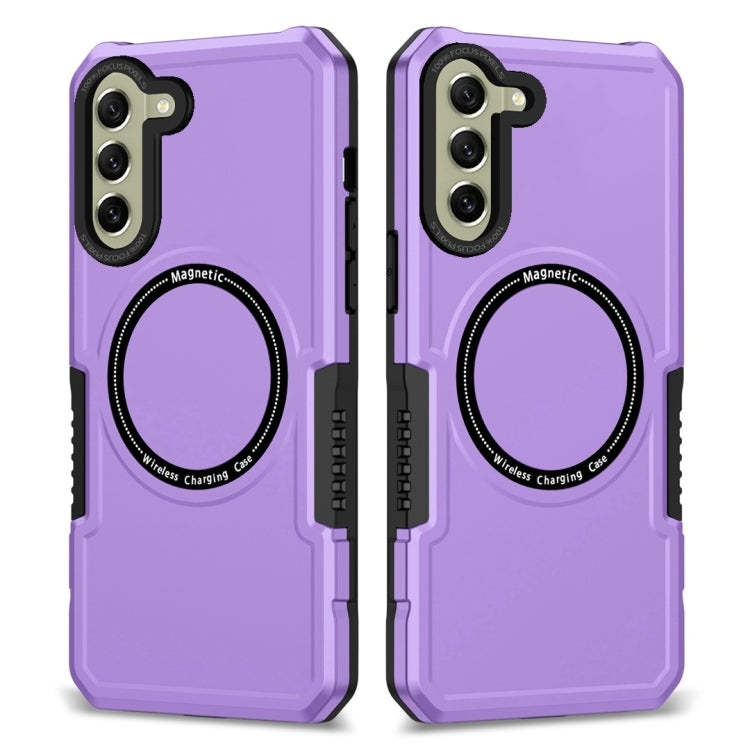 For Samsung Galaxy S21 FE 5G MagSafe Shockproof Armor Phone Case(Purple) - Galaxy Phone Cases by PMC TechLife | Online Shopping South Africa | PMC TechLife