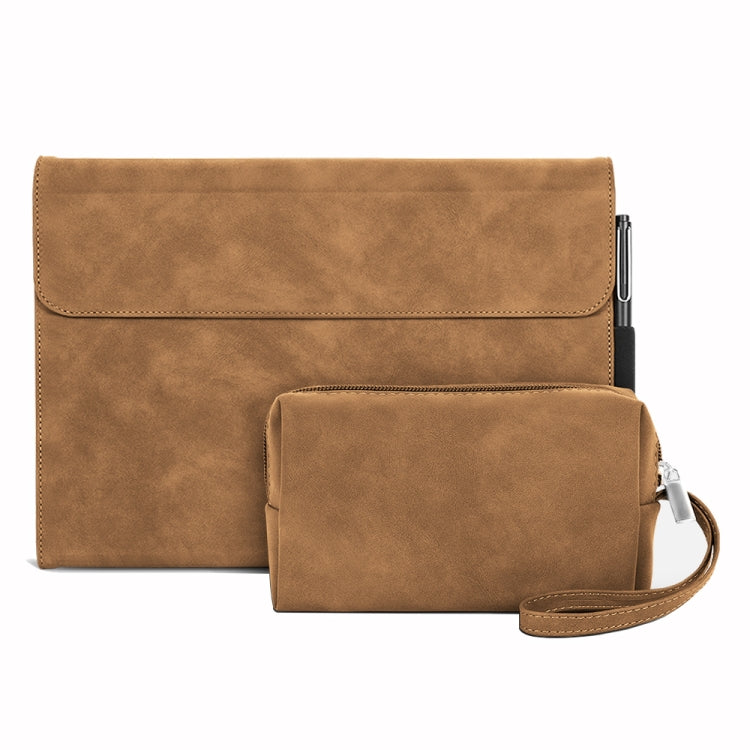 For Microsoft Surface Pro 9 / Surface Pro 10 Sheepskin All-Inclusive Shockproof Protective Case with Power Bag(Brown) - Others by PMC TechLife | Online Shopping South Africa | PMC TechLife | Buy Now Pay Later Mobicred