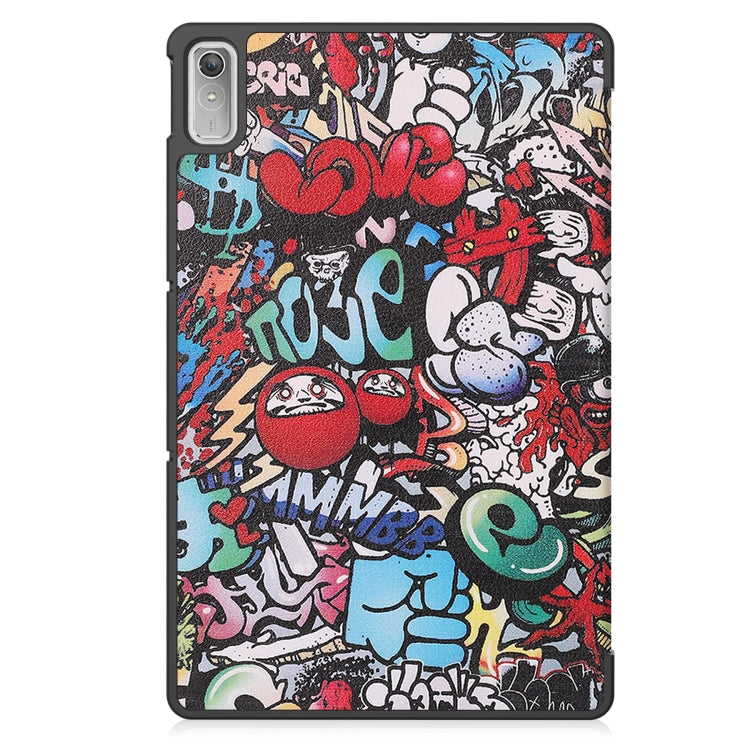For Lenovo Tab P11 Gen 2 Custer Painted 3-Fold Holder Leather Smart Tablet Case(Graffiti) - Lenovo by PMC TechLife | Online Shopping South Africa | PMC TechLife | Buy Now Pay Later Mobicred
