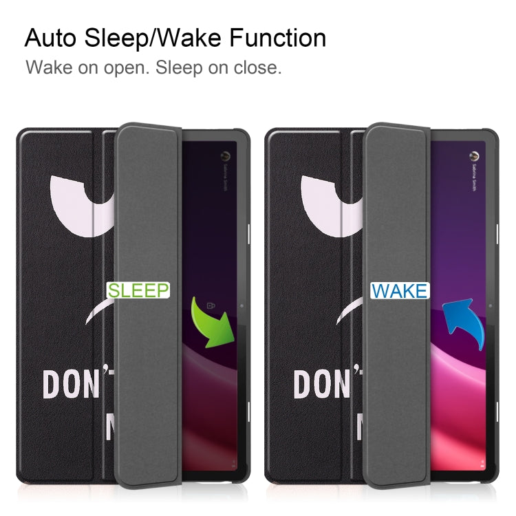 For Lenovo Tab P11 Gen 2 Custer Painted 3-Fold Holder Leather Smart Tablet Case(Big Eye Me) - Lenovo by PMC TechLife | Online Shopping South Africa | PMC TechLife | Buy Now Pay Later Mobicred