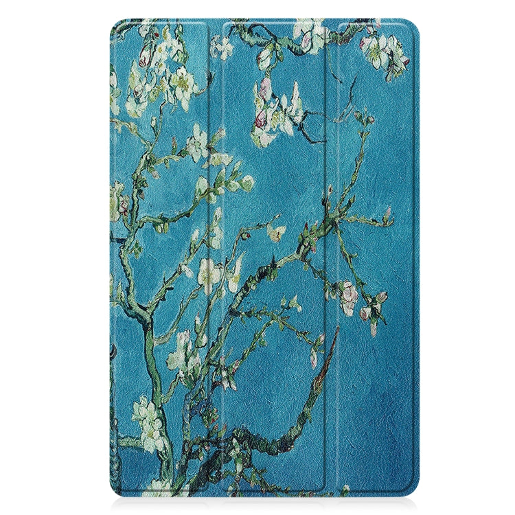 For Lenovo Tab P11 Gen 2 Custer Painted 3-Fold Holder Leather Smart Tablet Case(Apricot Blossom) - Lenovo by PMC TechLife | Online Shopping South Africa | PMC TechLife | Buy Now Pay Later Mobicred