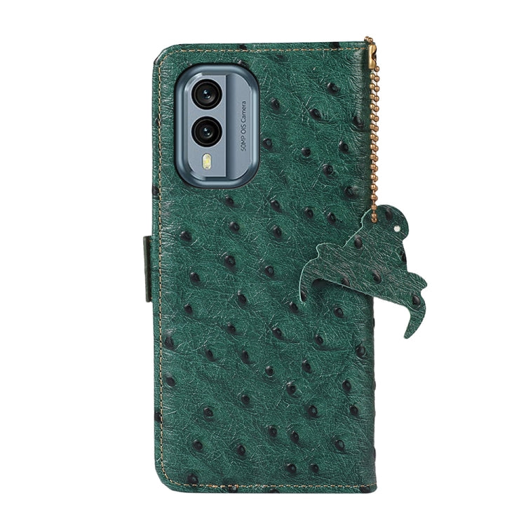 For Nokia X30 5G Ostrich Pattern Genuine Leather RFID Phone Case(Green) - Nokia Cases by PMC TechLife | Online Shopping South Africa | PMC TechLife | Buy Now Pay Later Mobicred