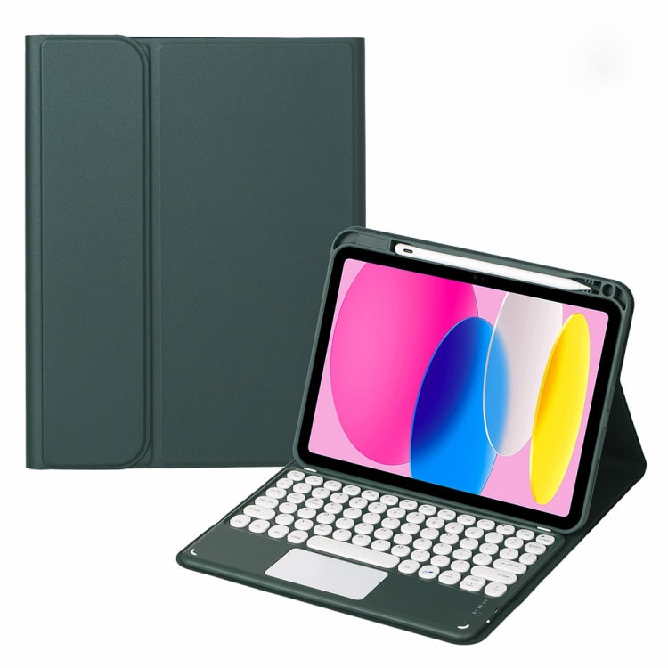 For iPad 10th Gen 10.9 2022 SA-10C Bluetooth Touch Keyboard Leather Tablet Case with Pen Slot(Dark Green) - free shipping - PMC TechLife - Order now!