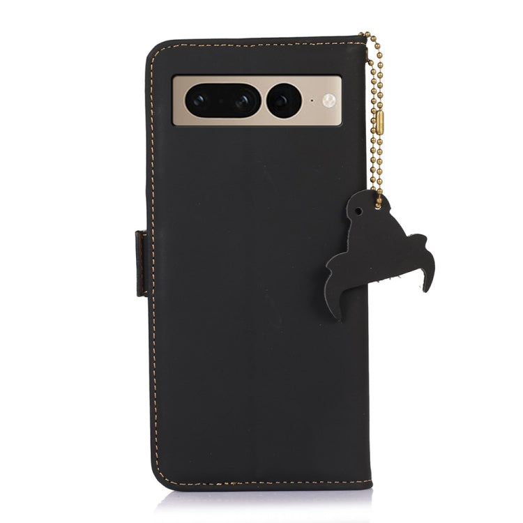 For Google Pixel 7 Pro Genuine Leather Magnetic RFID Leather Phone Case(Black) - Google Cases by PMC TechLife | Online Shopping South Africa | PMC TechLife | Buy Now Pay Later Mobicred