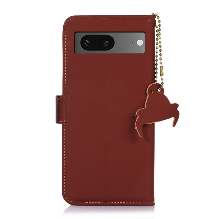 For Google Pixel 7 Genuine Leather Magnetic RFID Leather Phone Case(Coffee) - Google Cases by PMC TechLife | Online Shopping South Africa | PMC TechLife | Buy Now Pay Later Mobicred