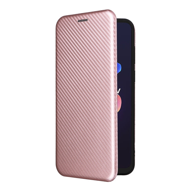 For Blackview A55 Pro Carbon Fiber Texture Horizontal Flip PU Phone Case(Pink) - More Brand by PMC TechLife | Online Shopping South Africa | PMC TechLife