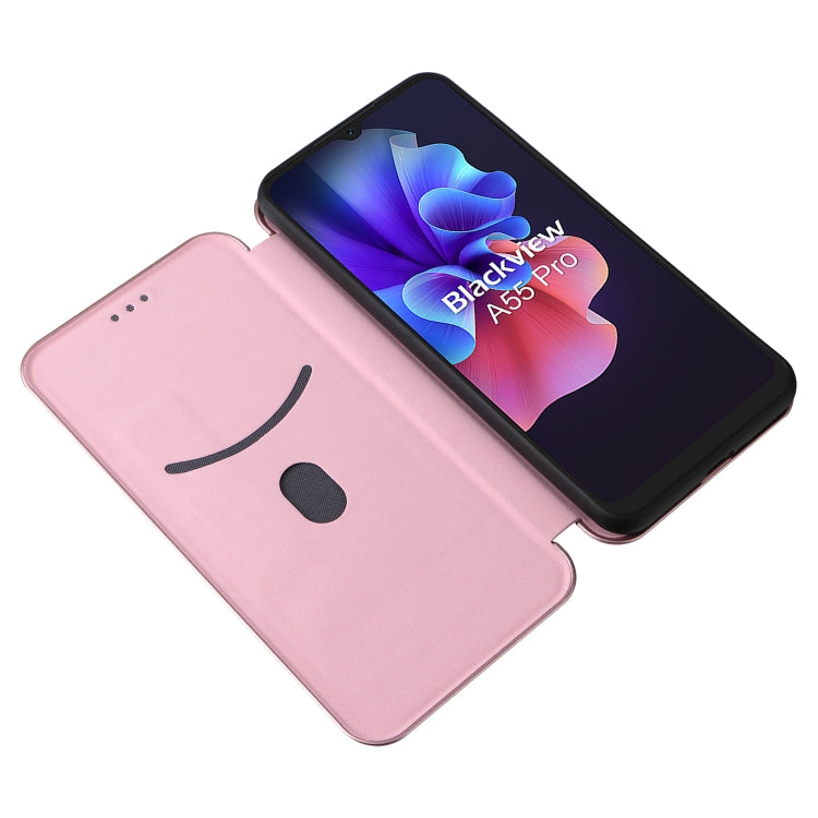 For Blackview A55 Pro Carbon Fiber Texture Horizontal Flip PU Phone Case(Pink) - More Brand by PMC TechLife | Online Shopping South Africa | PMC TechLife