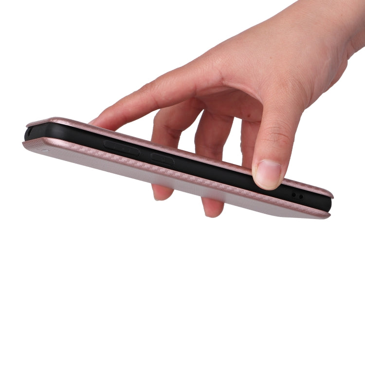 For Blackview A55 Pro Carbon Fiber Texture Horizontal Flip PU Phone Case(Pink) - More Brand by PMC TechLife | Online Shopping South Africa | PMC TechLife