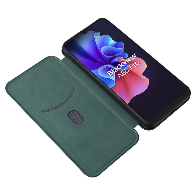 For Blackview A55 Pro Carbon Fiber Texture Horizontal Flip PU Phone Case(Green) - More Brand by PMC TechLife | Online Shopping South Africa | PMC TechLife | Buy Now Pay Later Mobicred