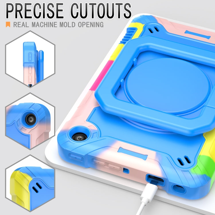 For Amazon Kindle Fire 7 2022 Silicone + PC Bracelet Holder Tablet Case(Camouflage + Blue) - Amazon by PMC TechLife | Online Shopping South Africa | PMC TechLife | Buy Now Pay Later Mobicred