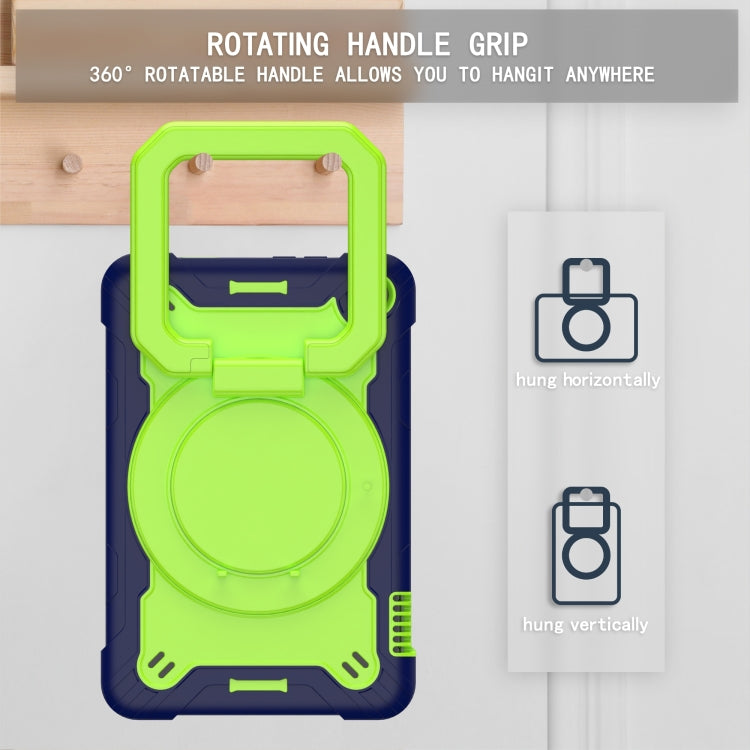 For Amazon Kindle Fire 7 2022 Silicone + PC Bracelet Holder Tablet Case(Navy Blue + Yellow Green) - Amazon by PMC TechLife | Online Shopping South Africa | PMC TechLife | Buy Now Pay Later Mobicred