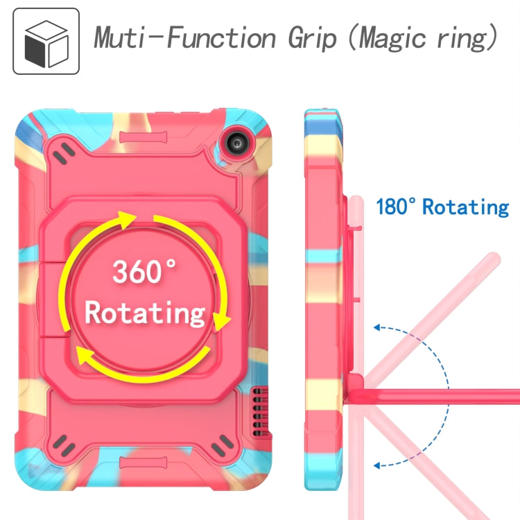 For Amazon Kindle Fire 7 2022 Silicone + PC Bracelet Holder Tablet Case(Camouflage + Rose Red) - Amazon by PMC TechLife | Online Shopping South Africa | PMC TechLife | Buy Now Pay Later Mobicred