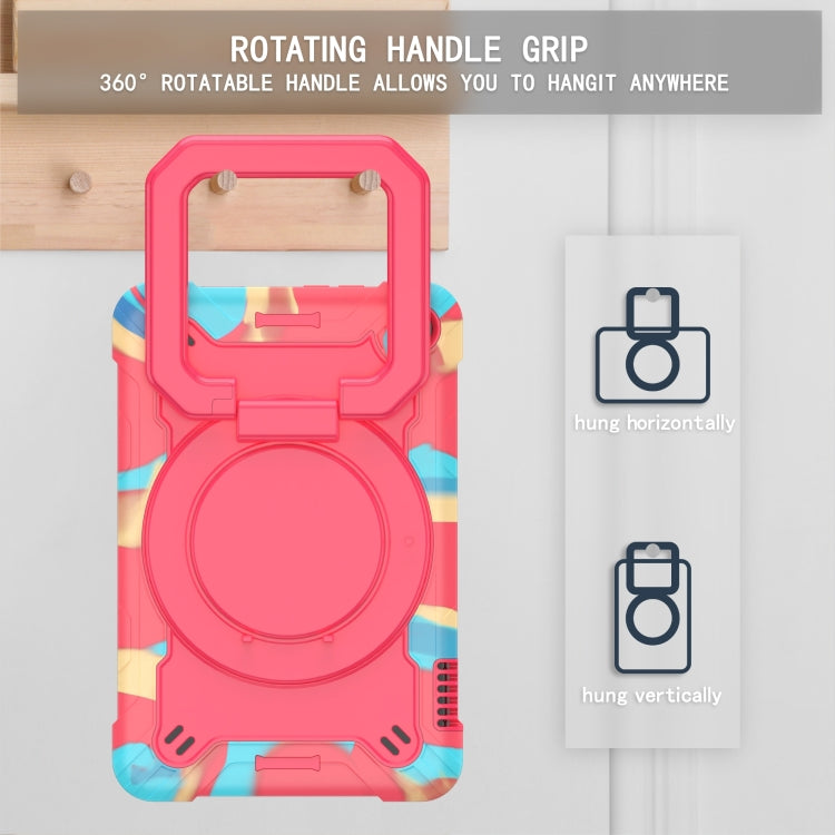 For Amazon Kindle Fire 7 2022 Silicone + PC Bracelet Holder Tablet Case(Camouflage + Rose Red) - Amazon by PMC TechLife | Online Shopping South Africa | PMC TechLife | Buy Now Pay Later Mobicred