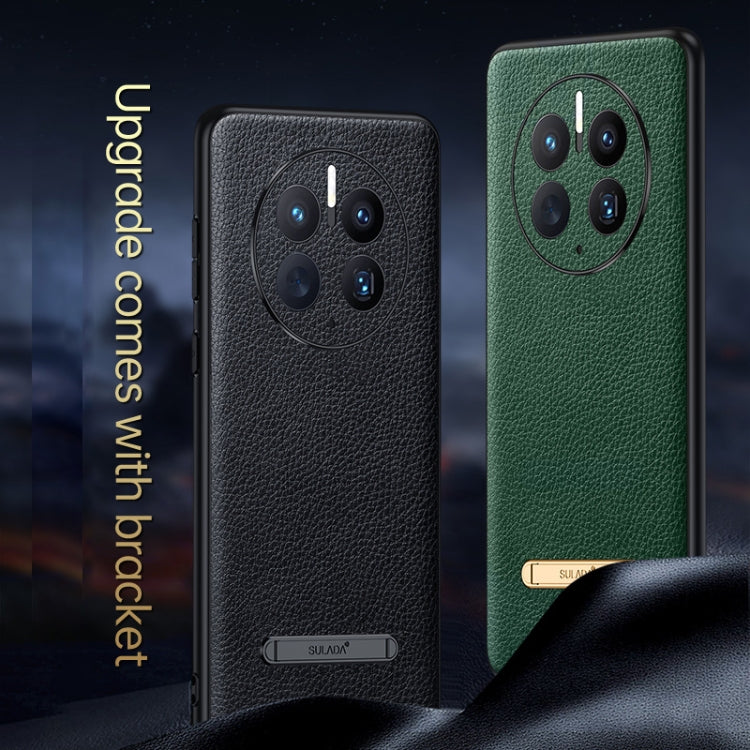 For Huawei Mate 50 Pro SULADA Invisible Bracket Leather Back Cover Phone Case(Black) - free shipping - PMC TechLife - Order now!