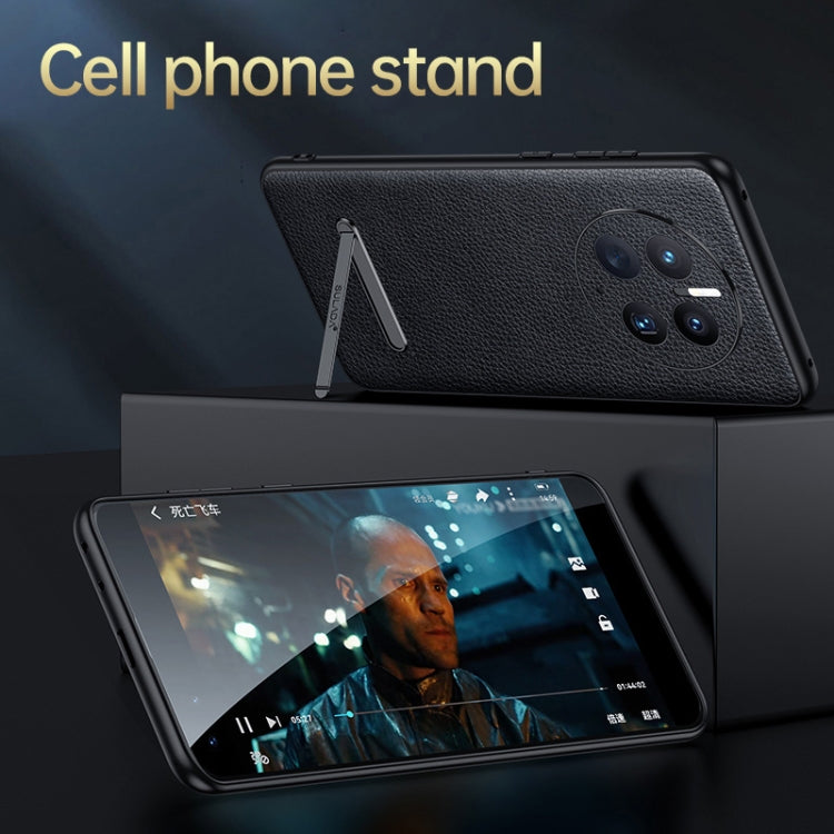 For Huawei Mate 50 Pro SULADA Invisible Bracket Leather Back Cover Phone Case(Orange) - Huawei Cases by SULADA | Online Shopping South Africa | PMC TechLife | Buy Now Pay Later Mobicred