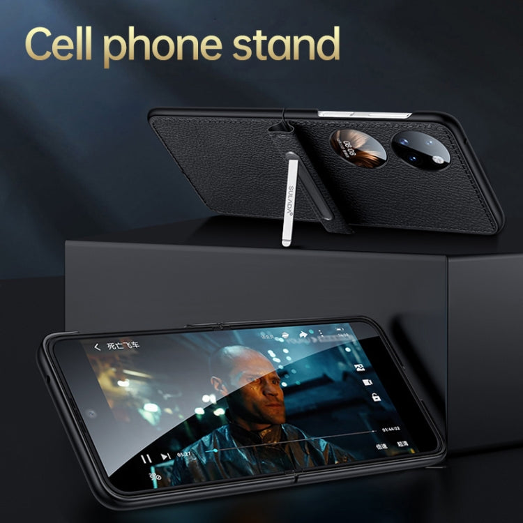 For Huawei P50 Pocket SULADA Invisible Bracket Leather Back Cover Phone Case(Black) - Huawei Cases by SULADA | Online Shopping South Africa | PMC TechLife | Buy Now Pay Later Mobicred
