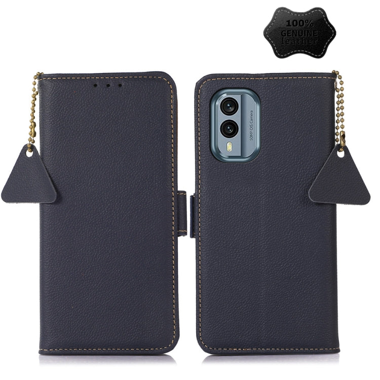 For Nokia X30 5G Side-Magnetic TJ Genuine Leather RFID Phone Case(Blue) - Nokia Cases by PMC TechLife | Online Shopping South Africa | PMC TechLife | Buy Now Pay Later Mobicred