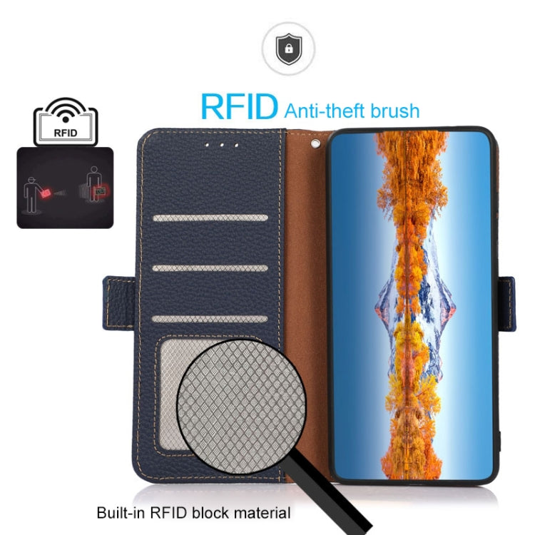 For Nokia X30 5G KHAZNEH Side-Magnetic Litchi Genuine Leather RFID Phone Case(Blue) - Nokia Cases by PMC TechLife | Online Shopping South Africa | PMC TechLife | Buy Now Pay Later Mobicred