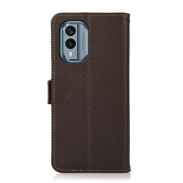 For Nokia X30 5G KHAZNEH Side-Magnetic Litchi Genuine Leather RFID Phone Case(Brown) - Nokia Cases by PMC TechLife | Online Shopping South Africa | PMC TechLife | Buy Now Pay Later Mobicred