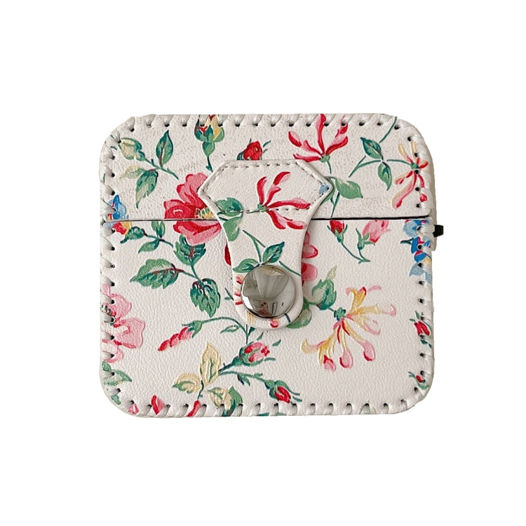 For AirPods Pro 2 White Floral PU Leather Wireless Earphone Case - For AirPods Pro 2 by PMC Jewellery | Online Shopping South Africa | PMC Jewellery | Buy Now Pay Later Mobicred
