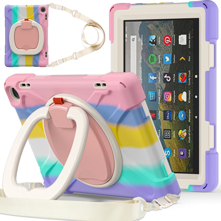 For Amazon Fire HD 8 2022 Silicone + PC Protective Tablet Case with Holder & Shoulder Strap(Colorful Pink) - Amazon by PMC TechLife | Online Shopping South Africa | PMC TechLife | Buy Now Pay Later Mobicred